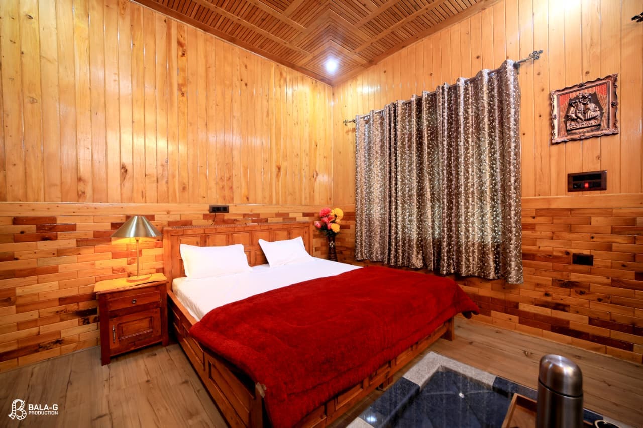 wooden rooms with mountain view