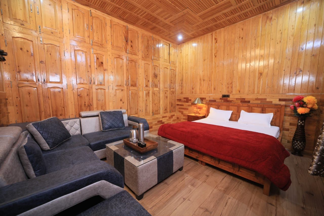 Cozy wooden rooms in mountain homestay